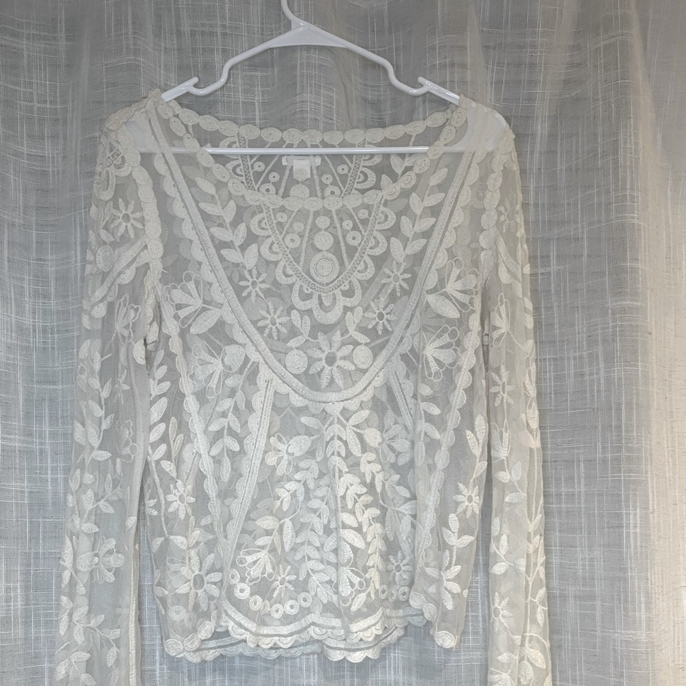 White long sleeve top